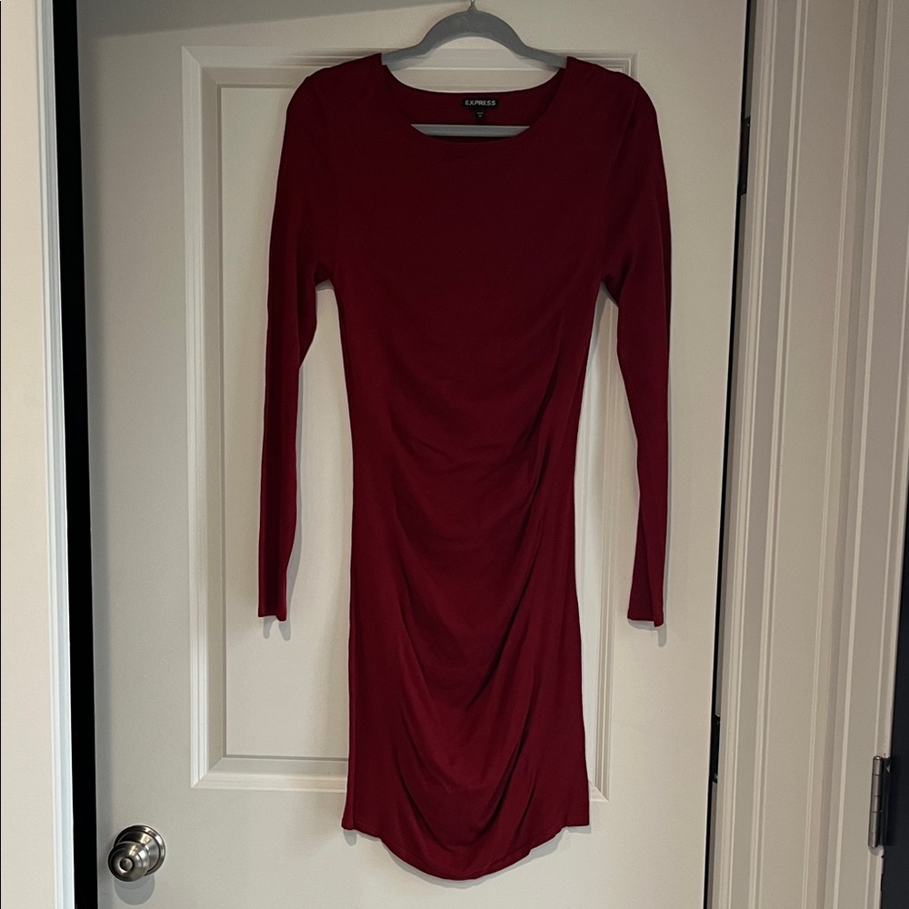Express Deep Red Long Sleeve Sweater Dress